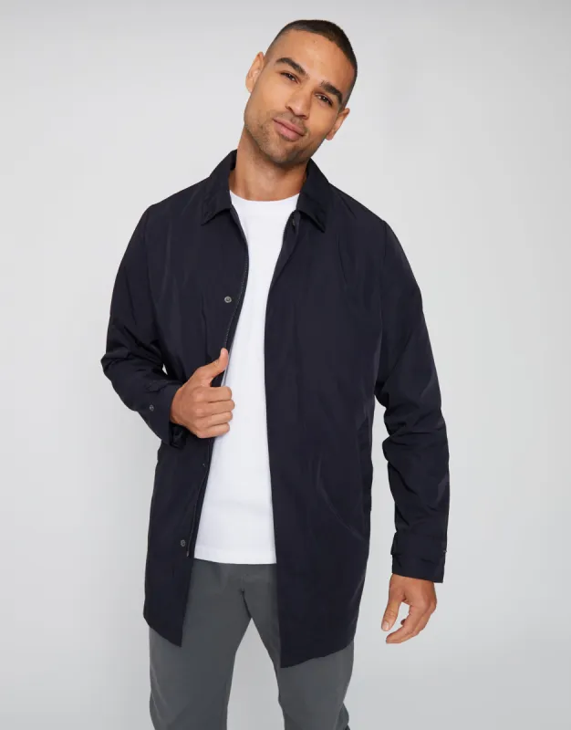 Threadbare Luxe Men's Navy Showerproof Zip Up Mac sold by Threadbare
