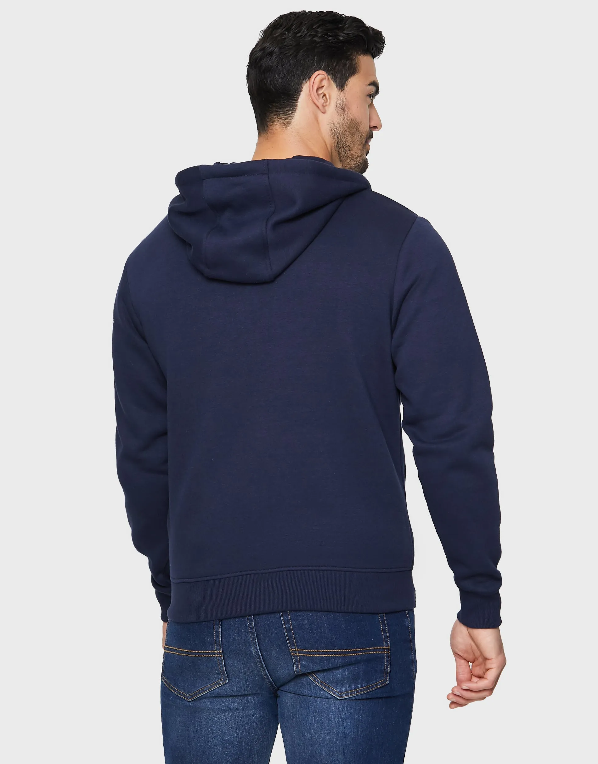 Men's Navy Colourblock Zip-Through Hoodie sold by Threadbare product image thumbnail 2