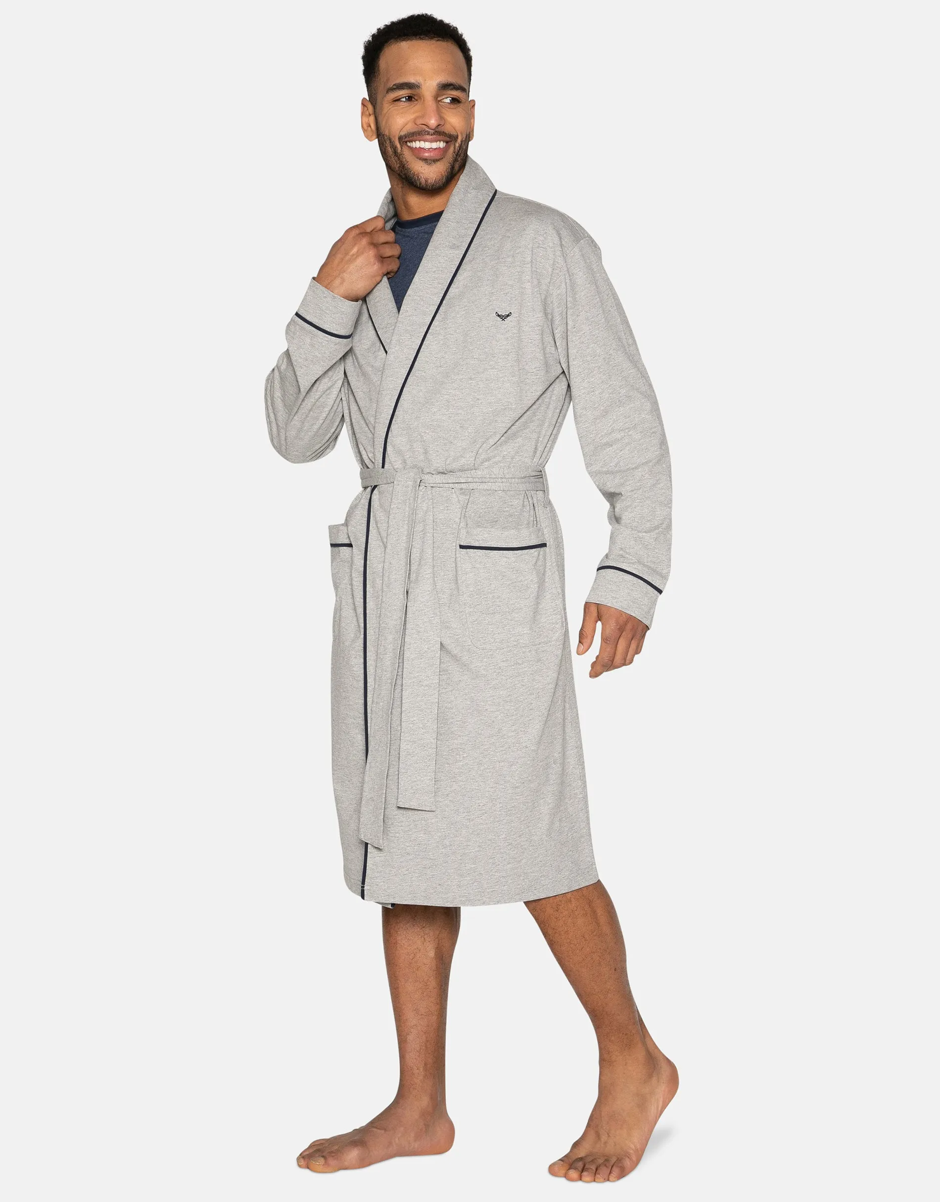 Men's Light Grey Lightweight Dressing Gown sold by Threadbare product image thumbnail 3