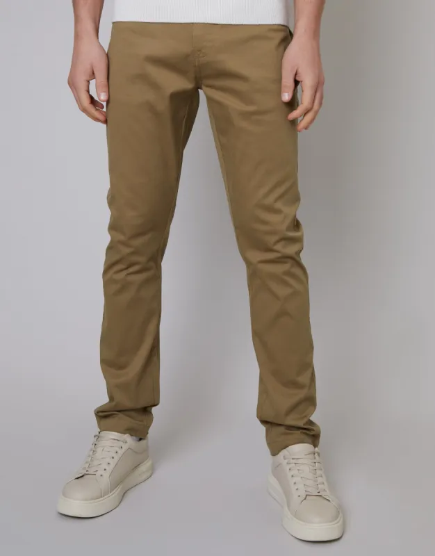 Men's Dark Stone Slim Fit 5 Pocket Chino Trousers sold by Threadbare