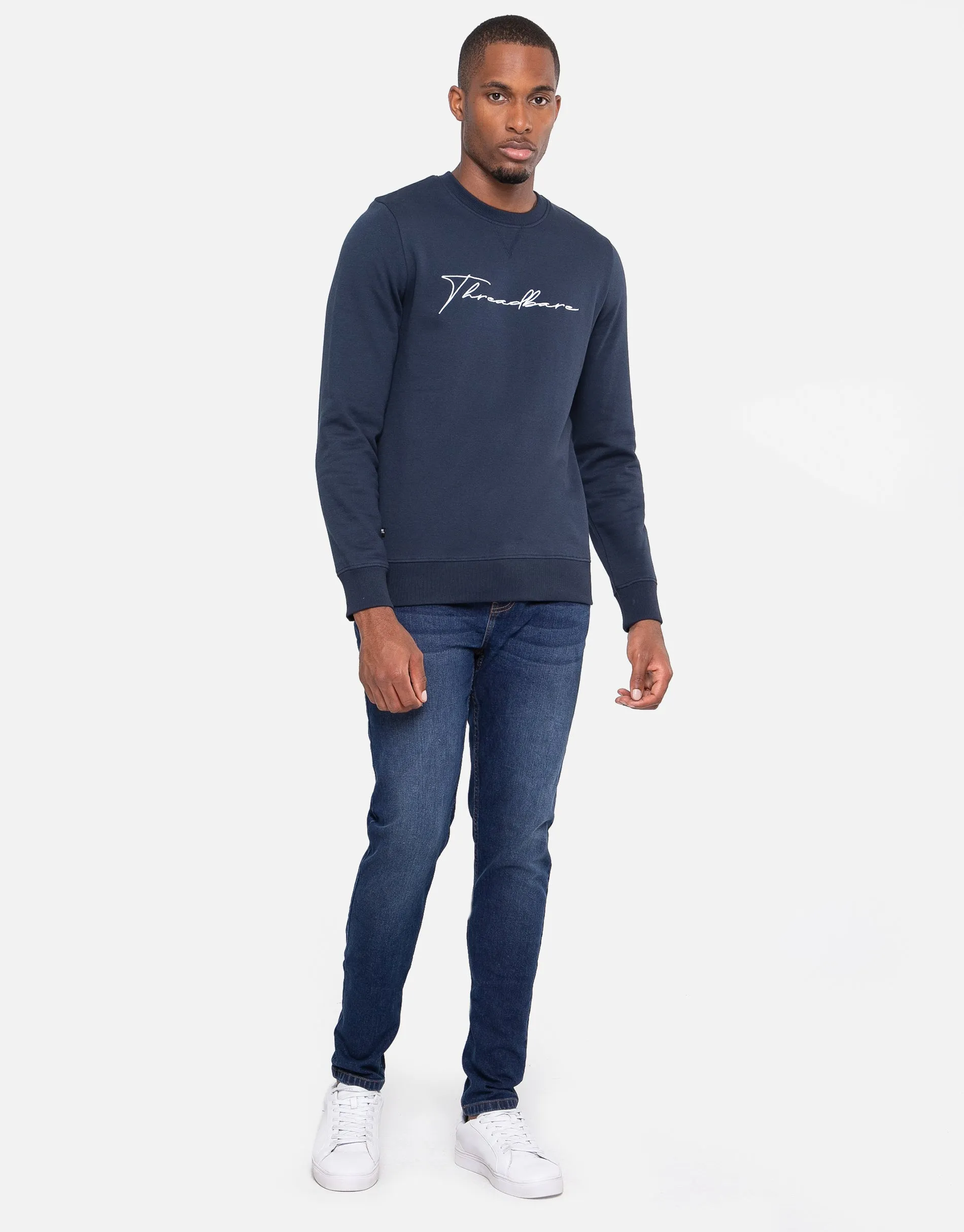 Men's Navy Crew Neck Sweatshirt sold by Threadbare product image thumbnail 3