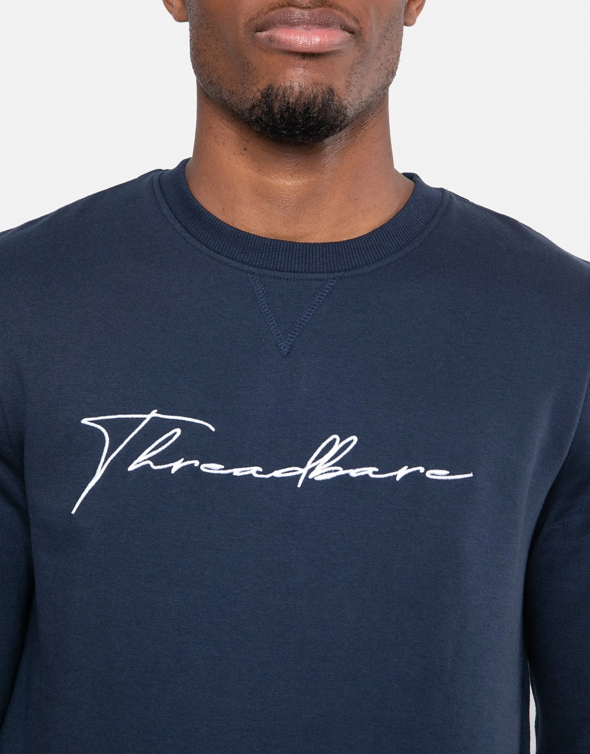 Men's Navy Crew Neck Sweatshirt sold by Threadbare product image thumbnail 4