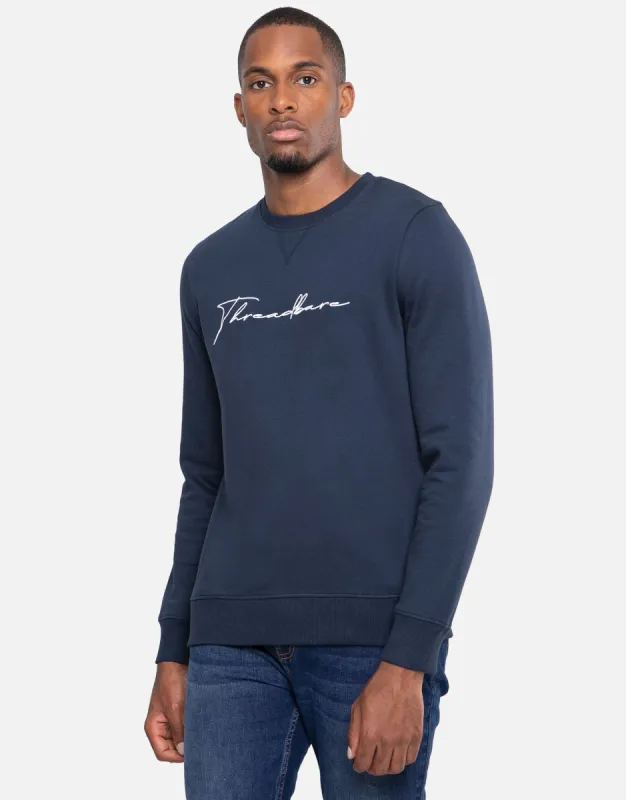 Men's Navy Crew Neck Sweatshirt sold by Threadbare