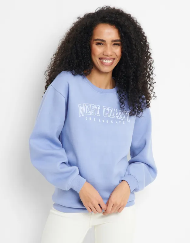 Women's Blue Slogan Crew Neck Sweatshirt sold by Threadbare
