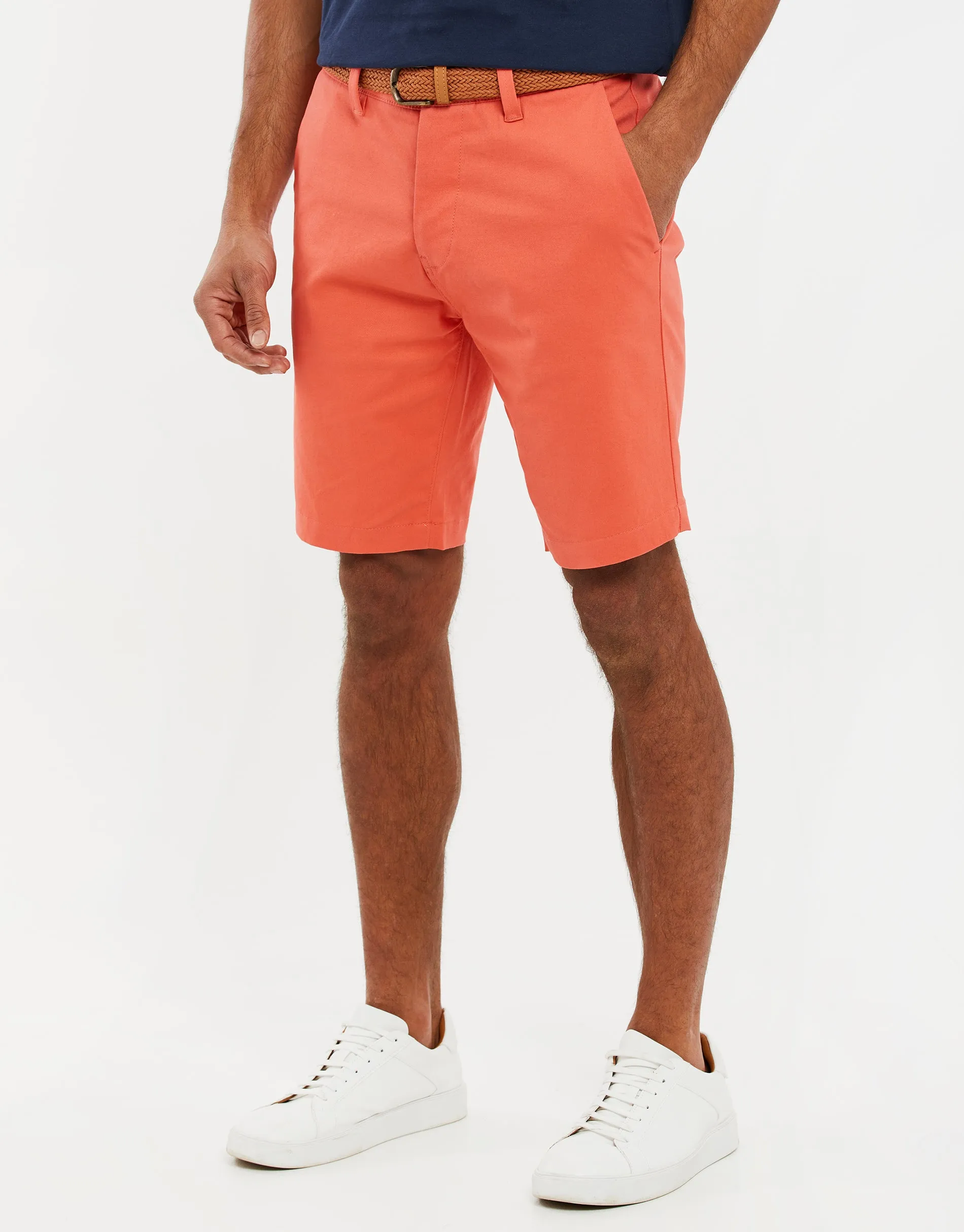 Men's Coral Belted Chino Shorts sold by Threadbare