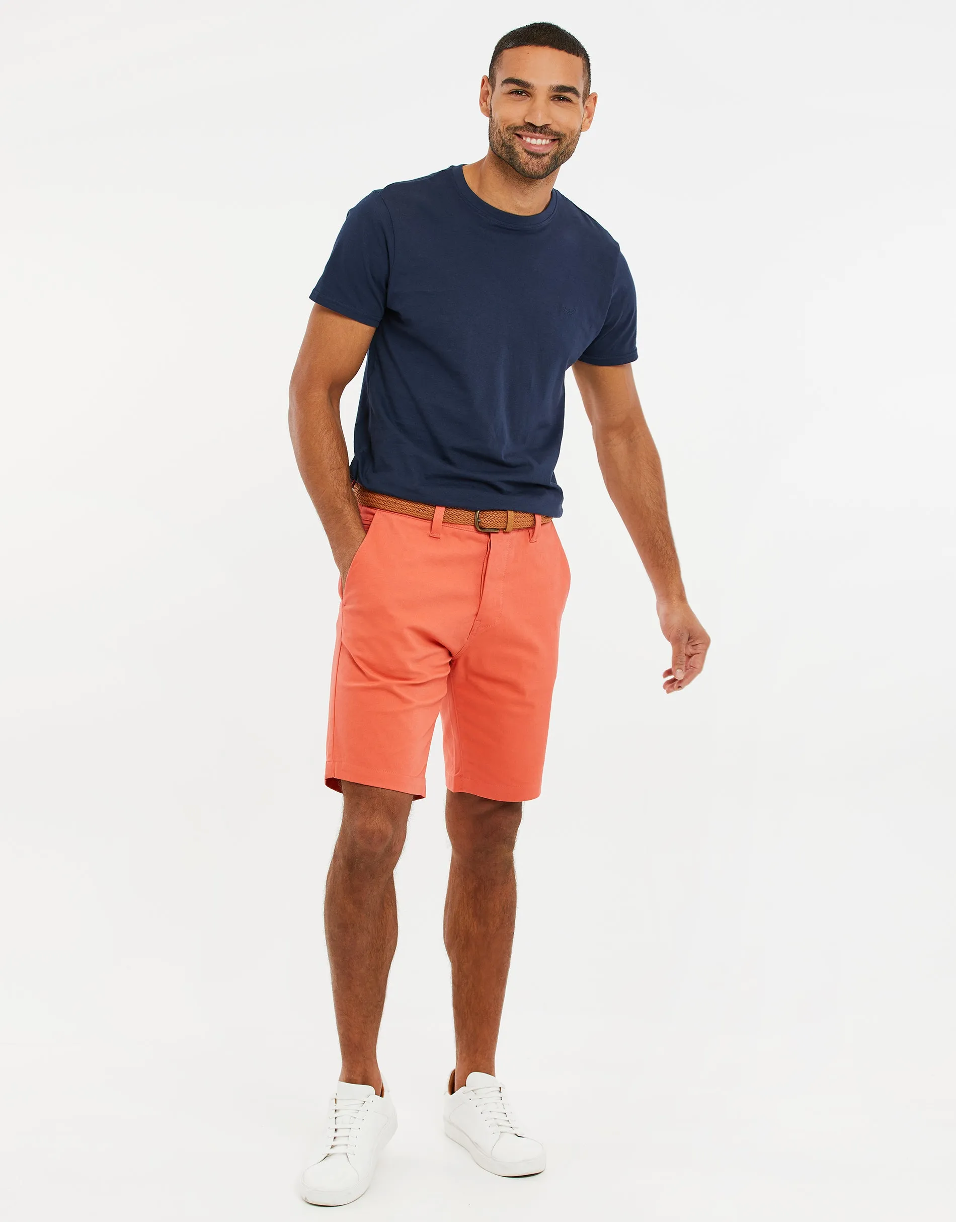 Men's Coral Belted Chino Shorts sold by Threadbare product image thumbnail 3