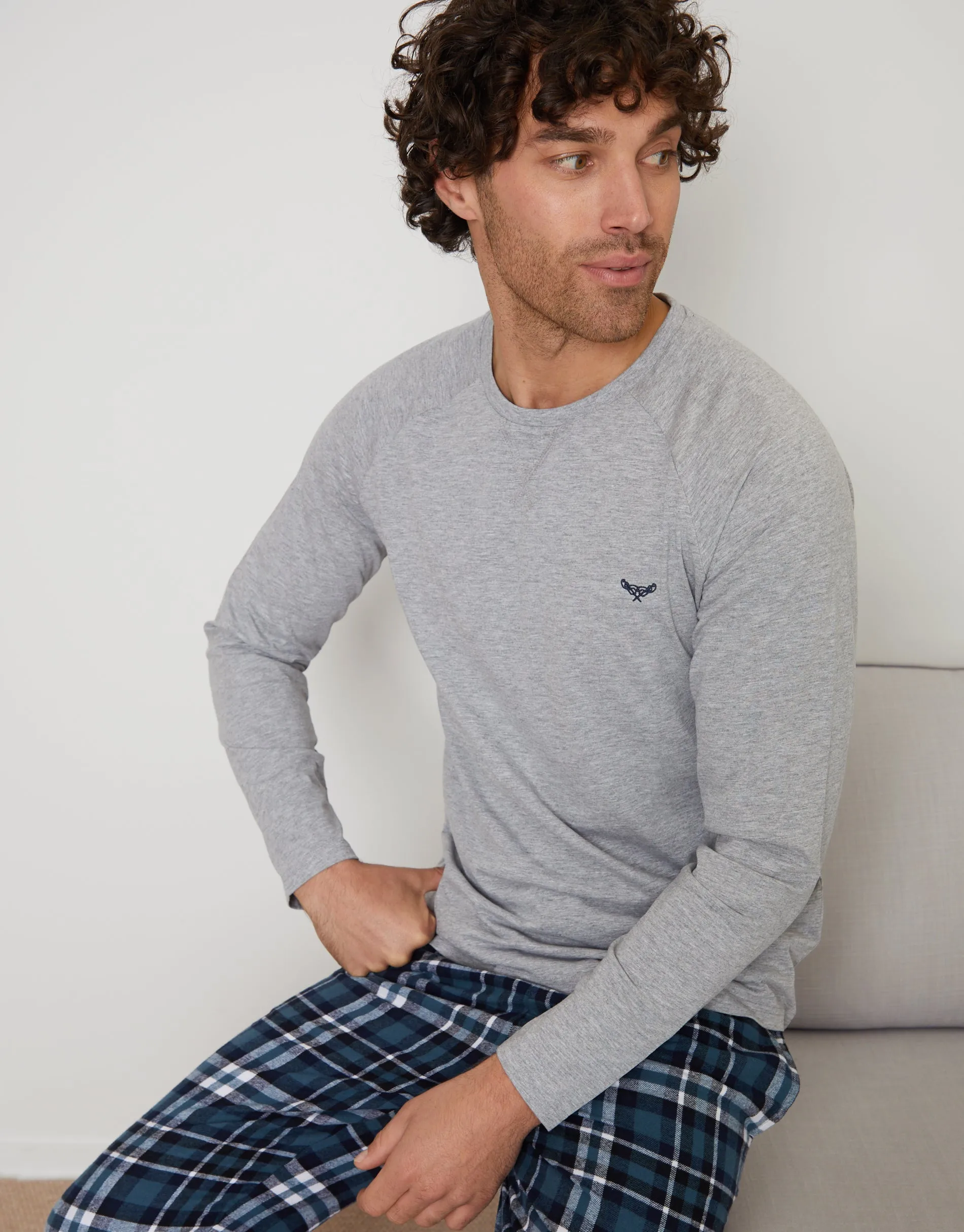 Grey Check Long Pyjama Sweatshirt & Pants (2-Piece Set) sold by Threadbare