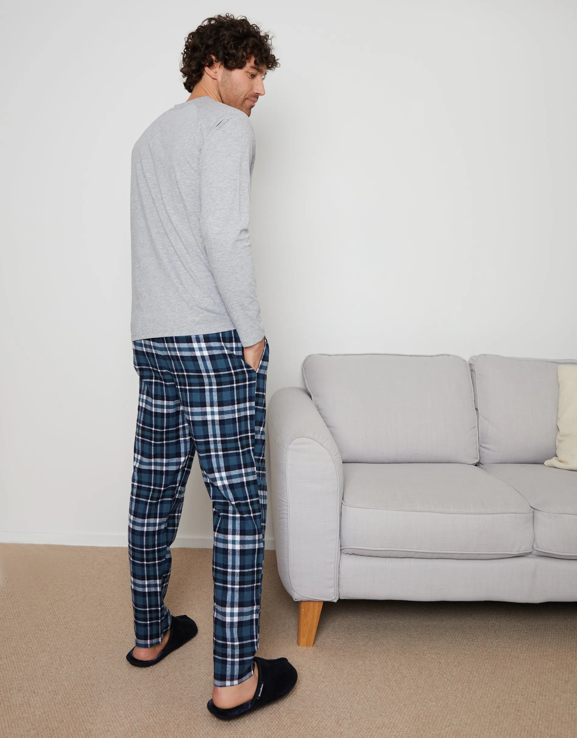 Grey Check Long Pyjama Sweatshirt & Pants (2-Piece Set) sold by Threadbare product image thumbnail 2