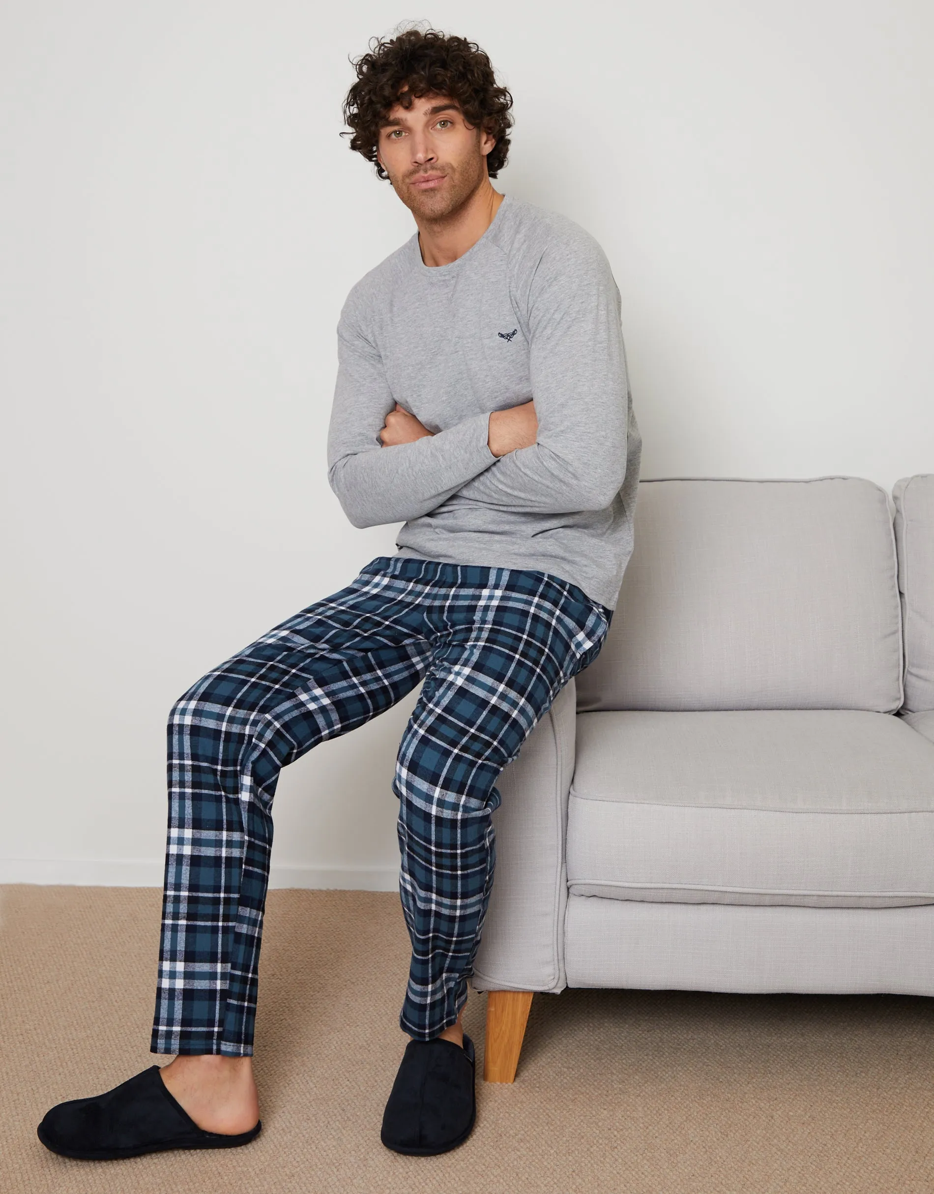 Grey Check Long Pyjama Sweatshirt & Pants (2-Piece Set) sold by Threadbare product image thumbnail 3