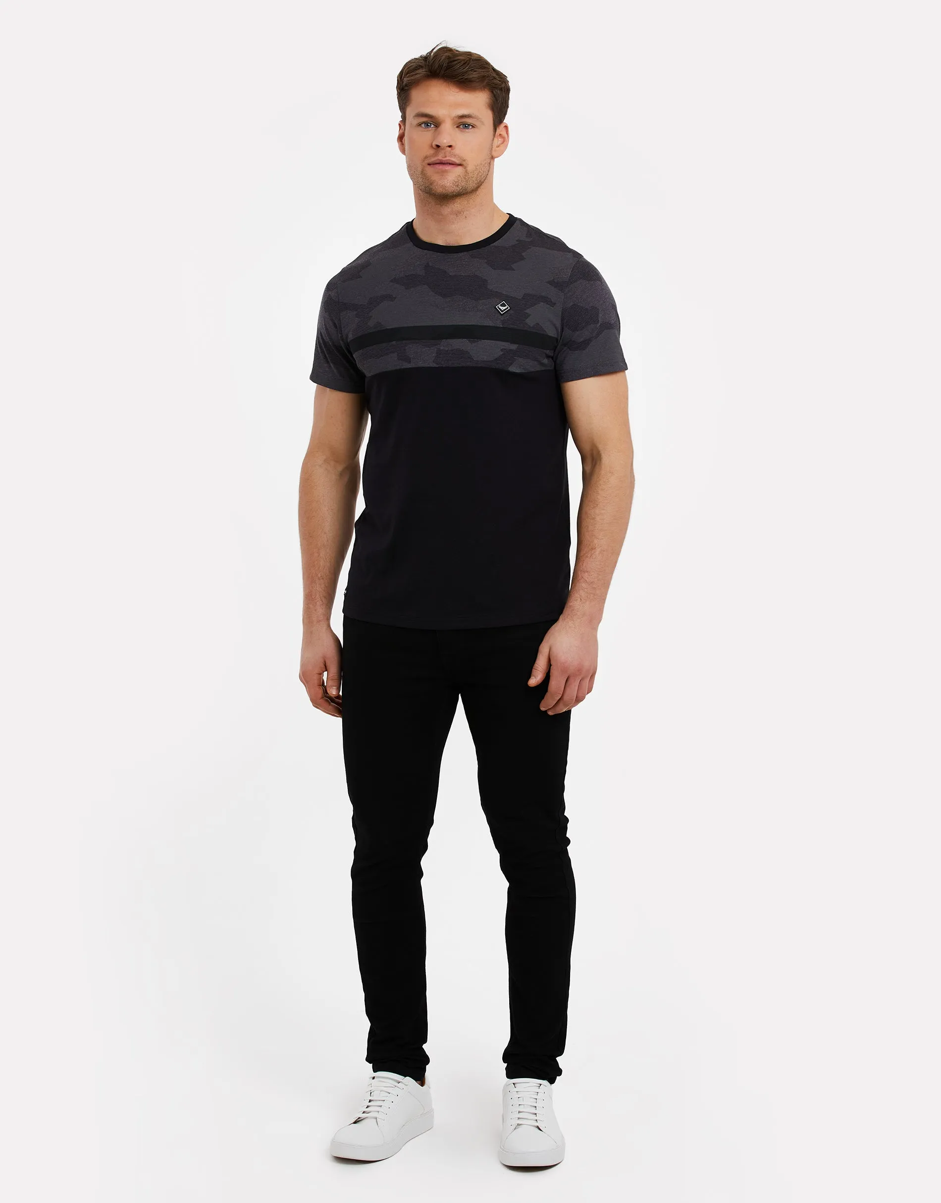 Men's Charcoal Camo Panel T-Shirt sold by Threadbare product image thumbnail 3