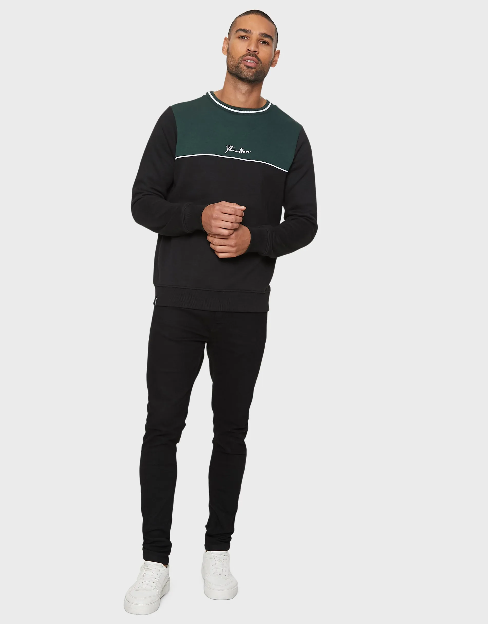 Men's Black Colourblock Crew Neck Jumper sold by Threadbare product image thumbnail 3