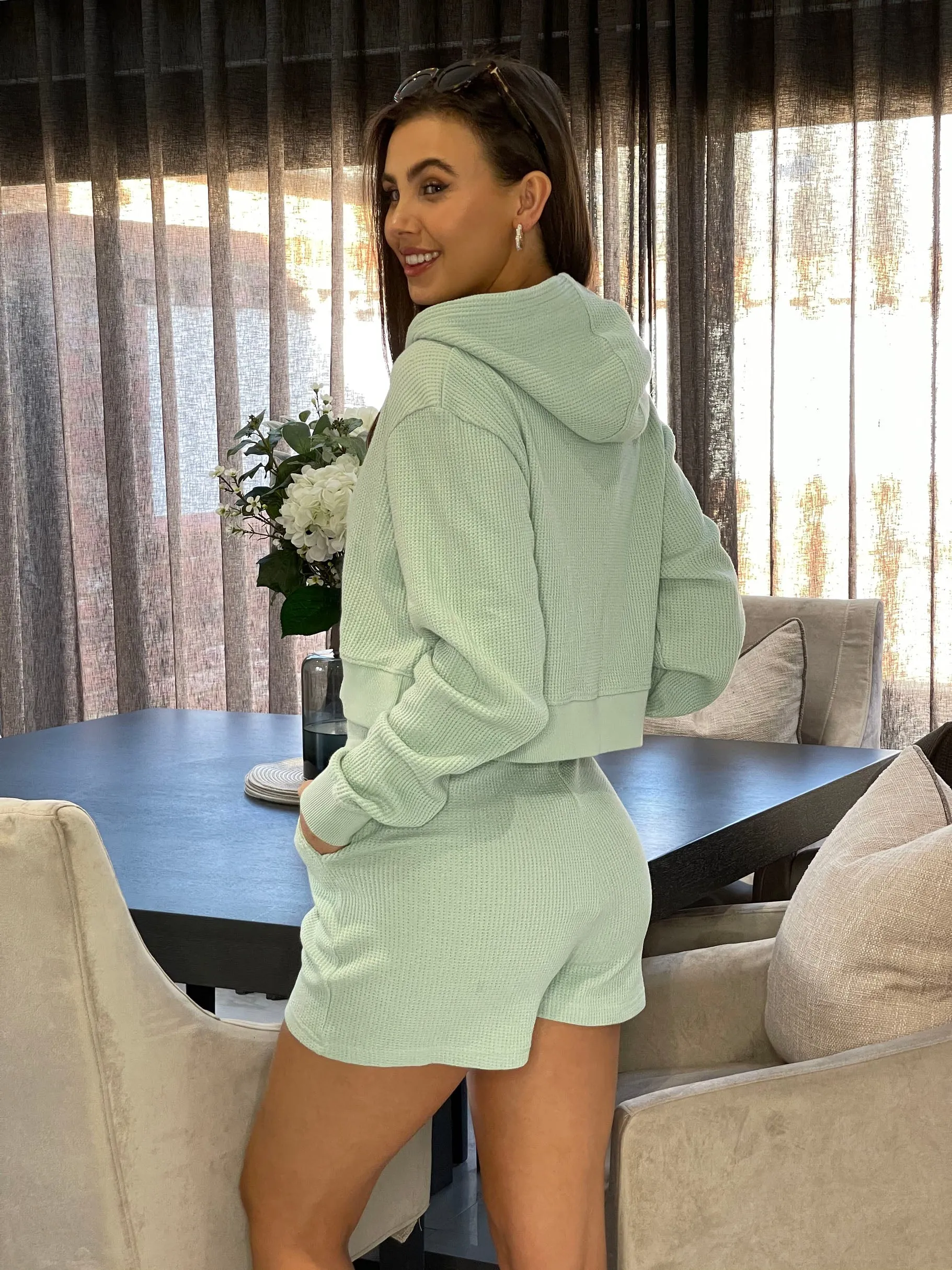 Women's Sage Cropped Hoodie Co-ord sold by Threadbare product image thumbnail 2