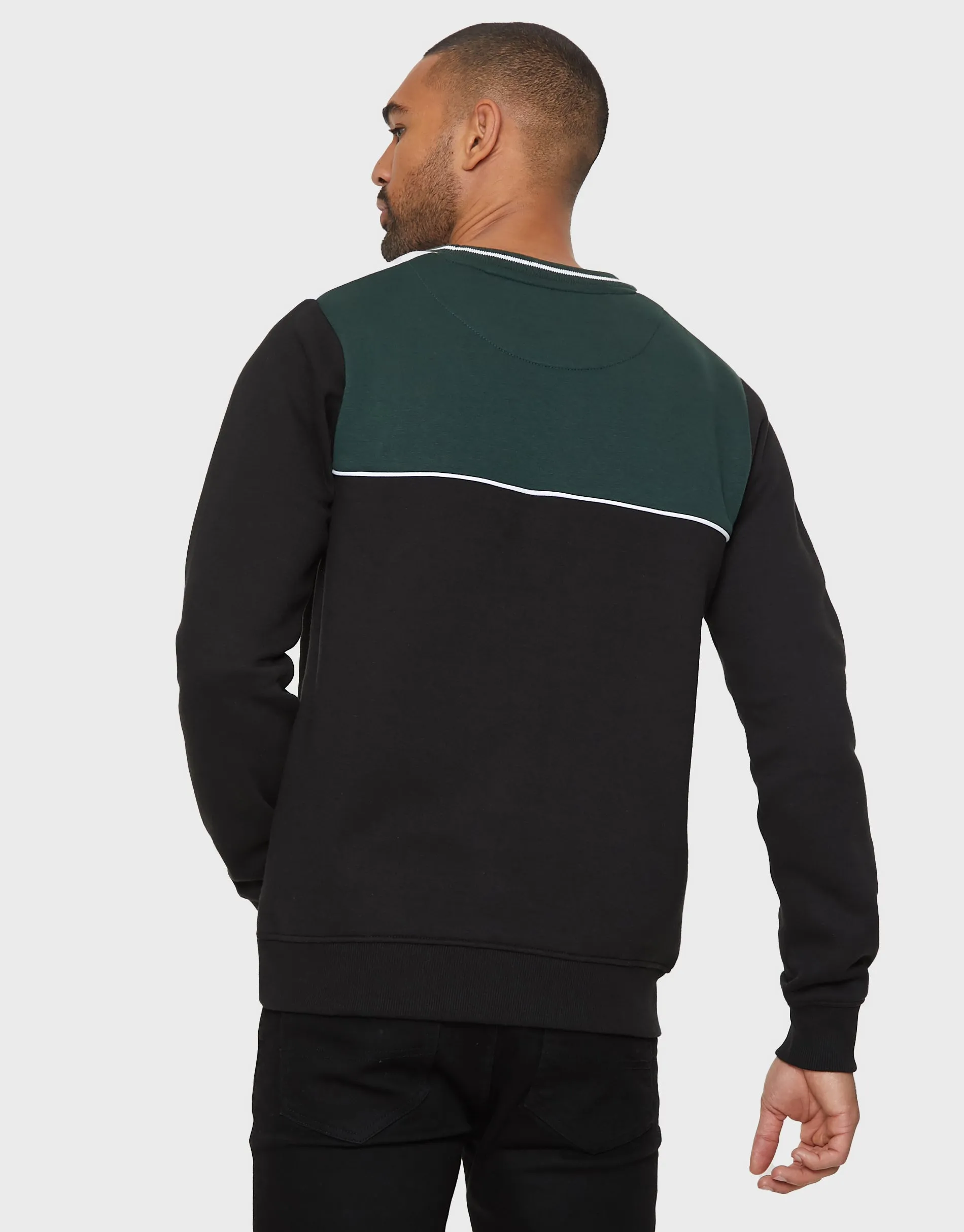 Men's Black Colourblock Crew Neck Jumper sold by Threadbare product image thumbnail 2