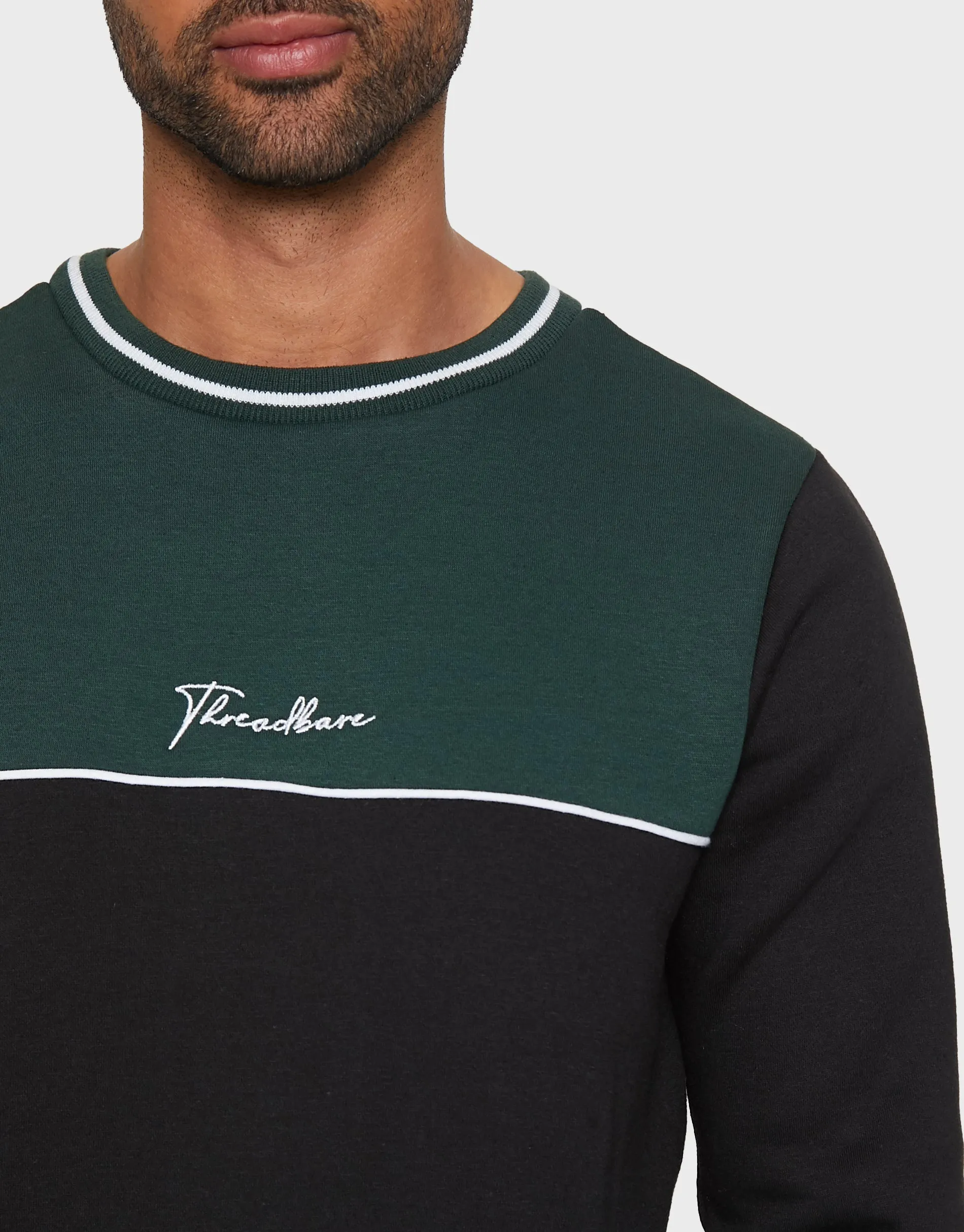 Men's Black Colourblock Crew Neck Jumper sold by Threadbare product image thumbnail 4