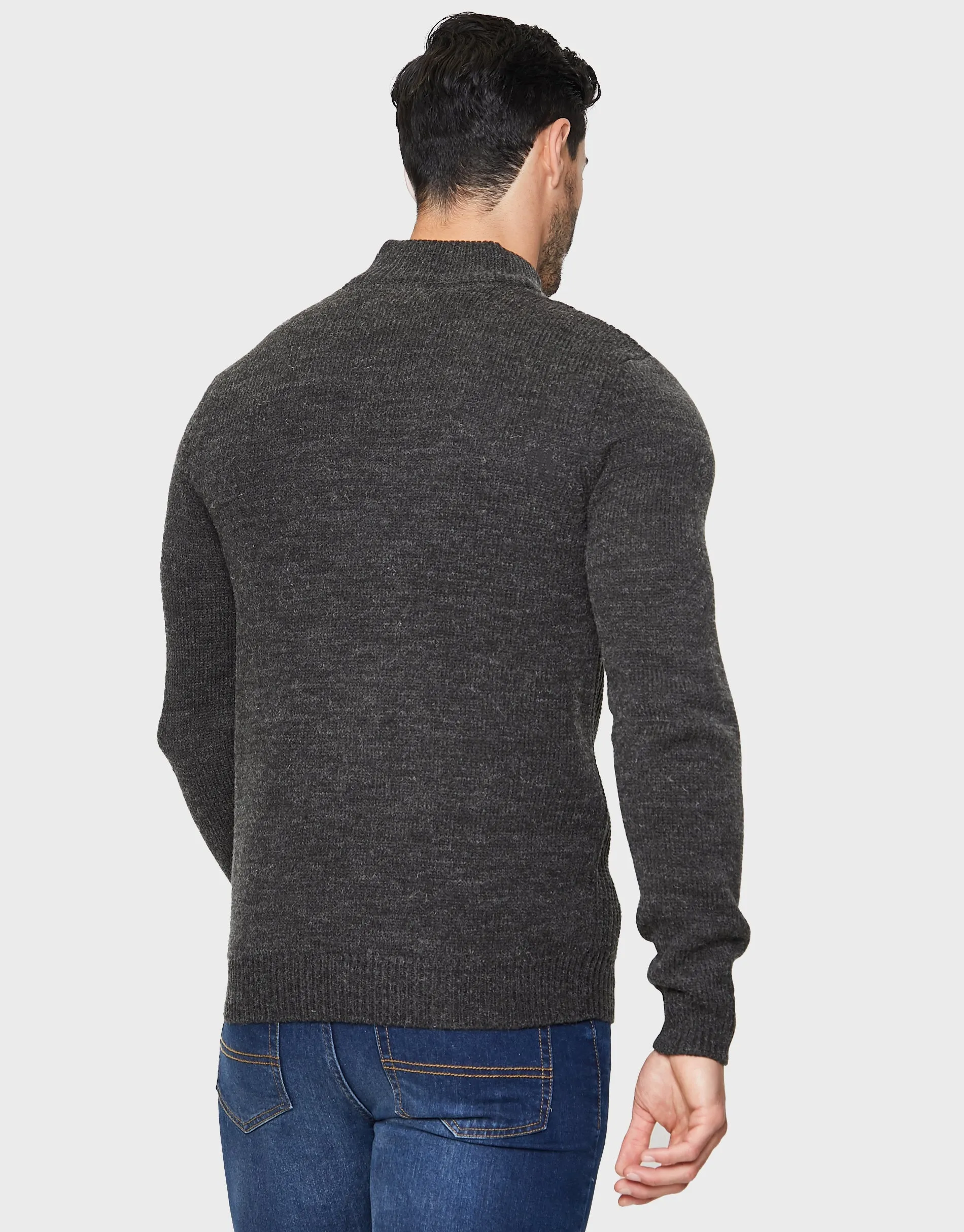 Men's Charcoal Quarter Zip Turtleneck Jumper sold by Threadbare product image thumbnail 2
