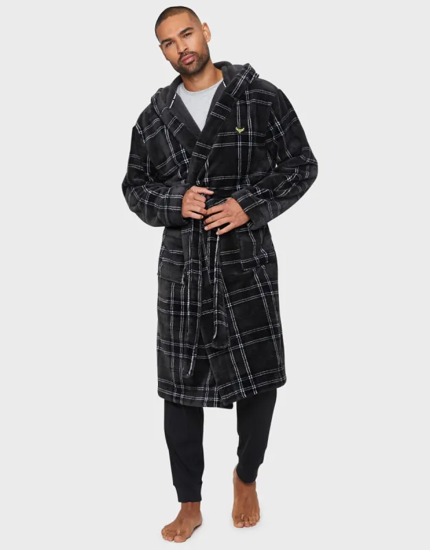 Men's Charcoal Check Dressing Gown sold by Threadbare