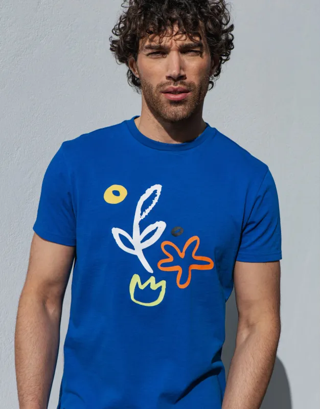 Men's Blue Abstract Graphic Print T-Shirt sold by Threadbare