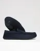 Men's Navy Suedette Moccasin Slippers with Faux Fur Lining sold by Threadbare