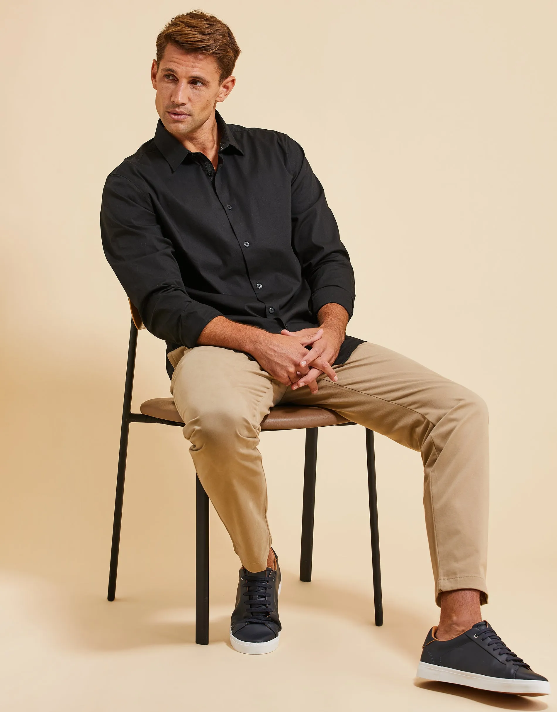 Threadbare Luxe Men's Black Long Sleeve Shirt sold by Threadbare