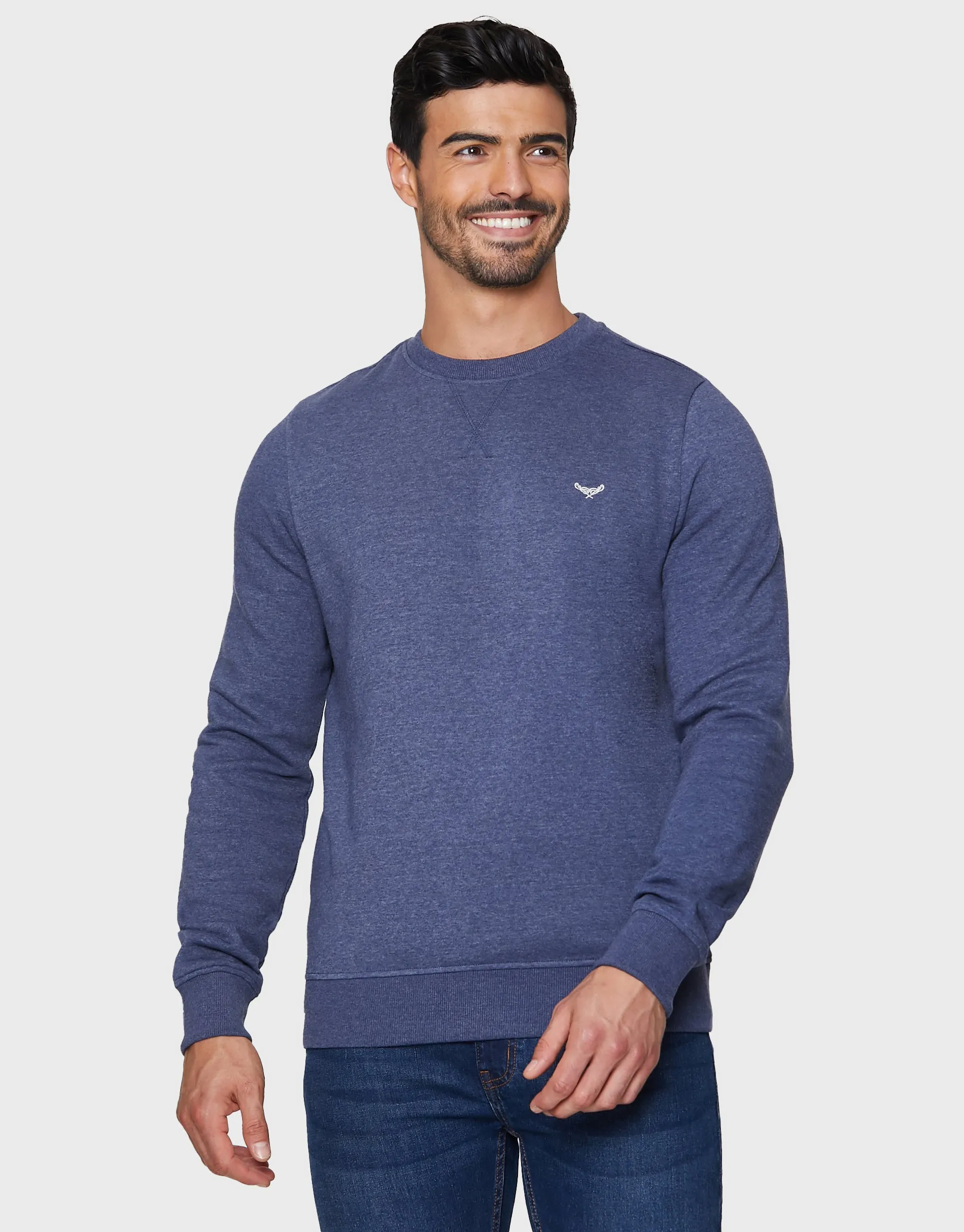 Threadbare Men's Denim Blue Crew Neck Sweatshirt sold by Threadbare