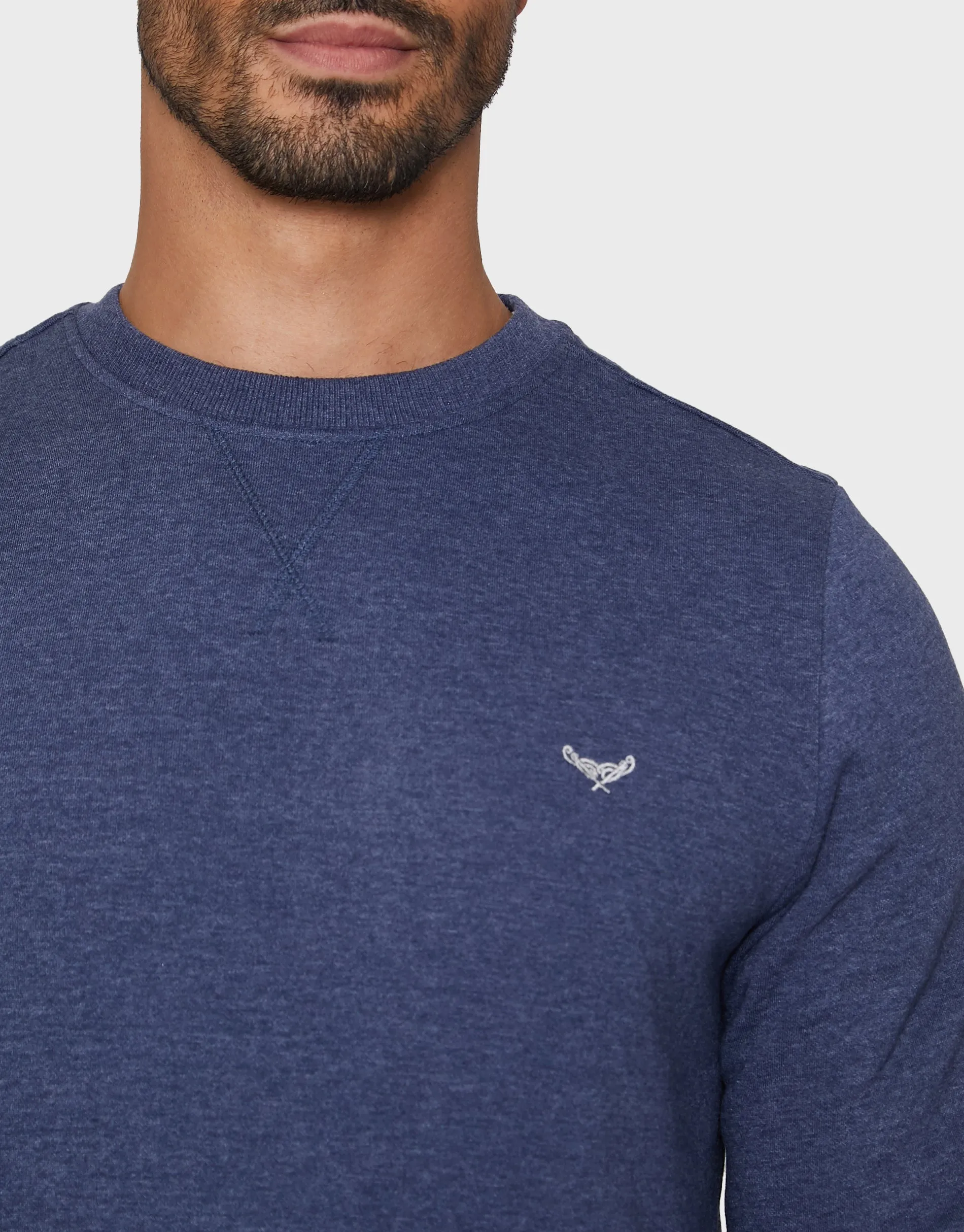 Threadbare Men's Denim Blue Crew Neck Sweatshirt sold by Threadbare product image thumbnail 4