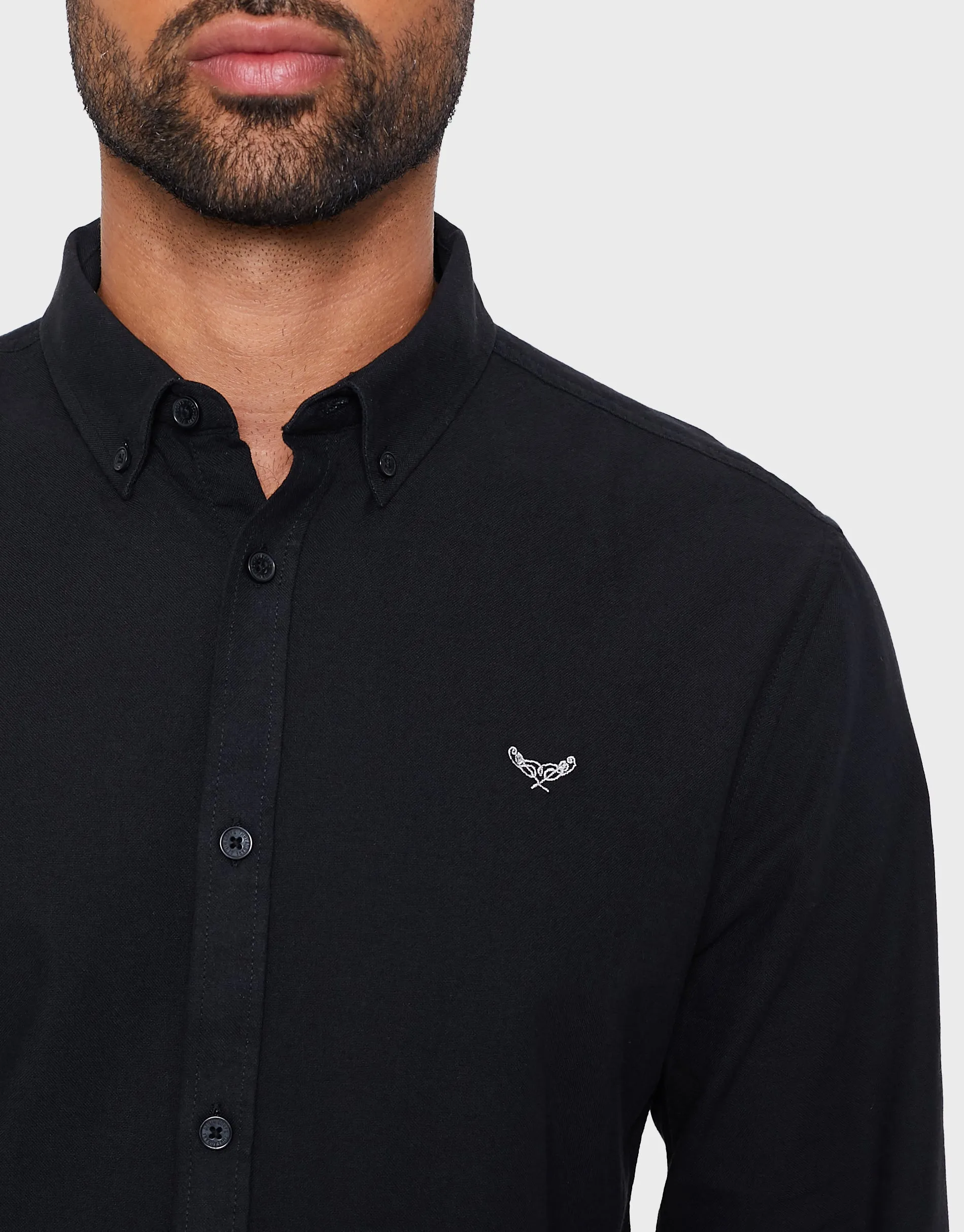 Black Cotton Long Sleeve Shirt sold by Threadbare product image thumbnail 4