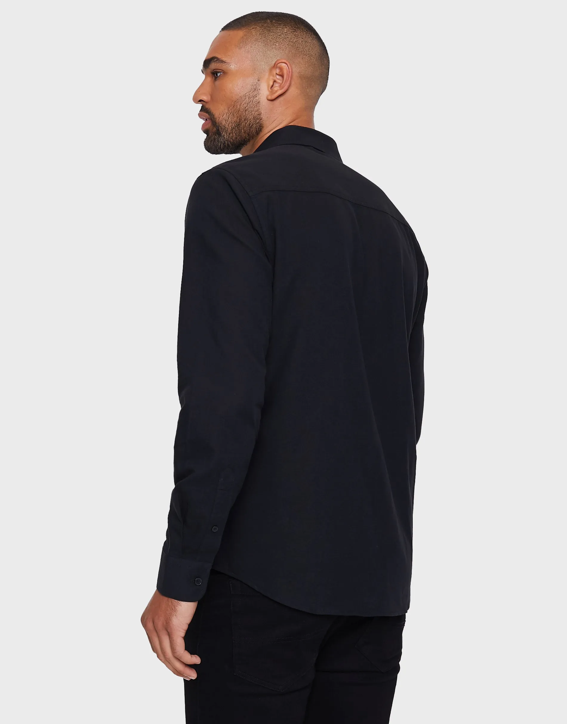 Black Cotton Long Sleeve Shirt sold by Threadbare product image thumbnail 2