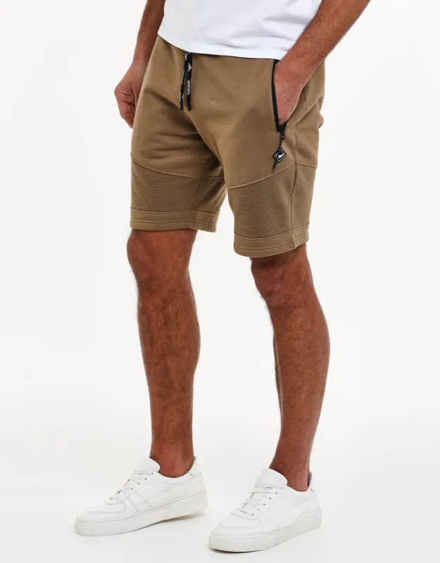 Men's Stone Ribbed Panel Fleece Shorts sold by Threadbare