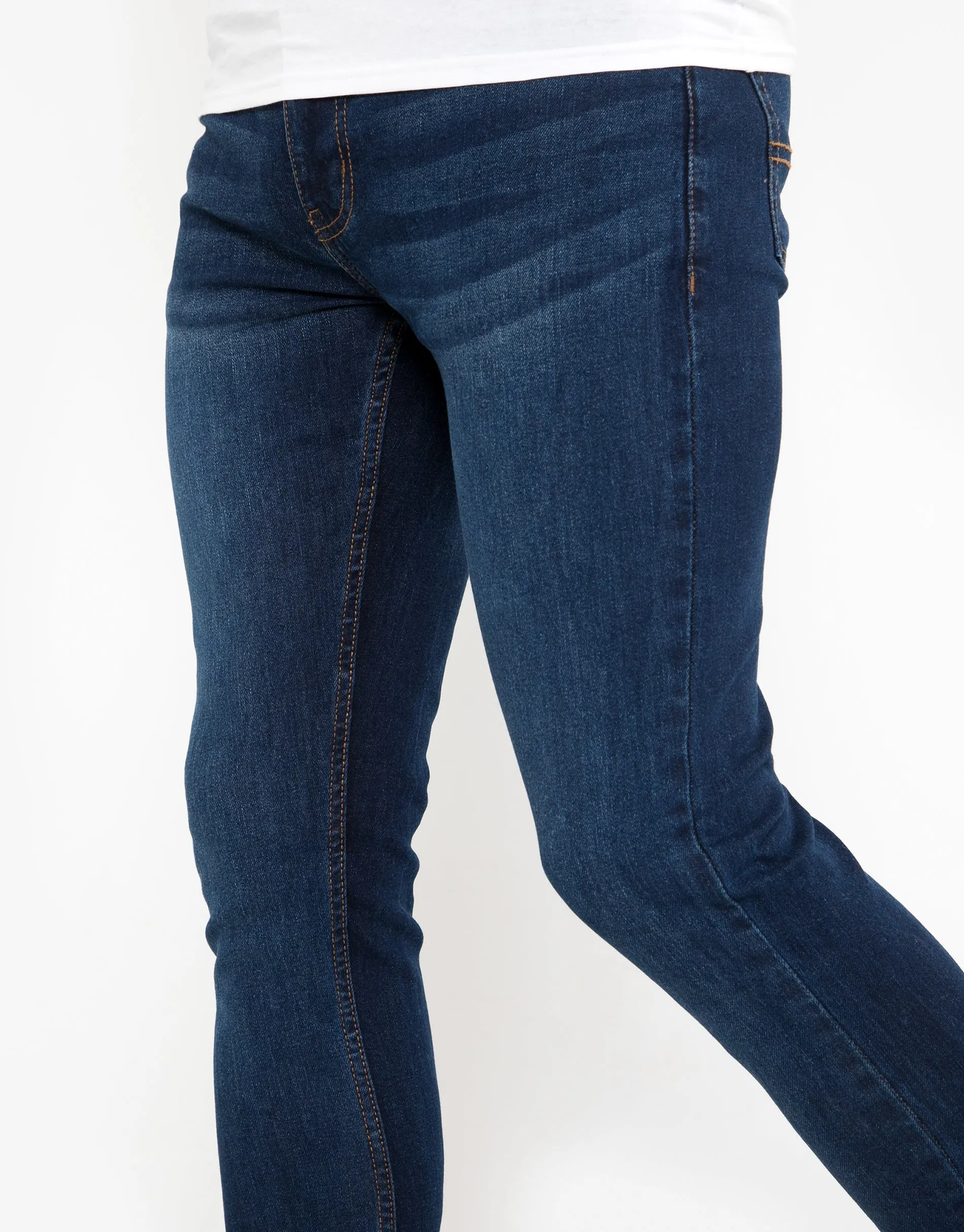 Men's Mid Blue Wash Skinny Jeans sold by Threadbare product image thumbnail 4