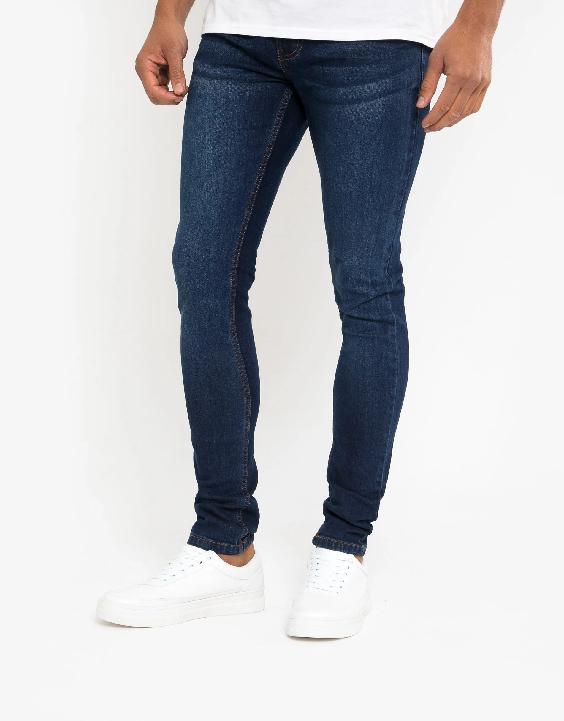 Men's Mid Blue Wash Skinny Jeans sold by Threadbare