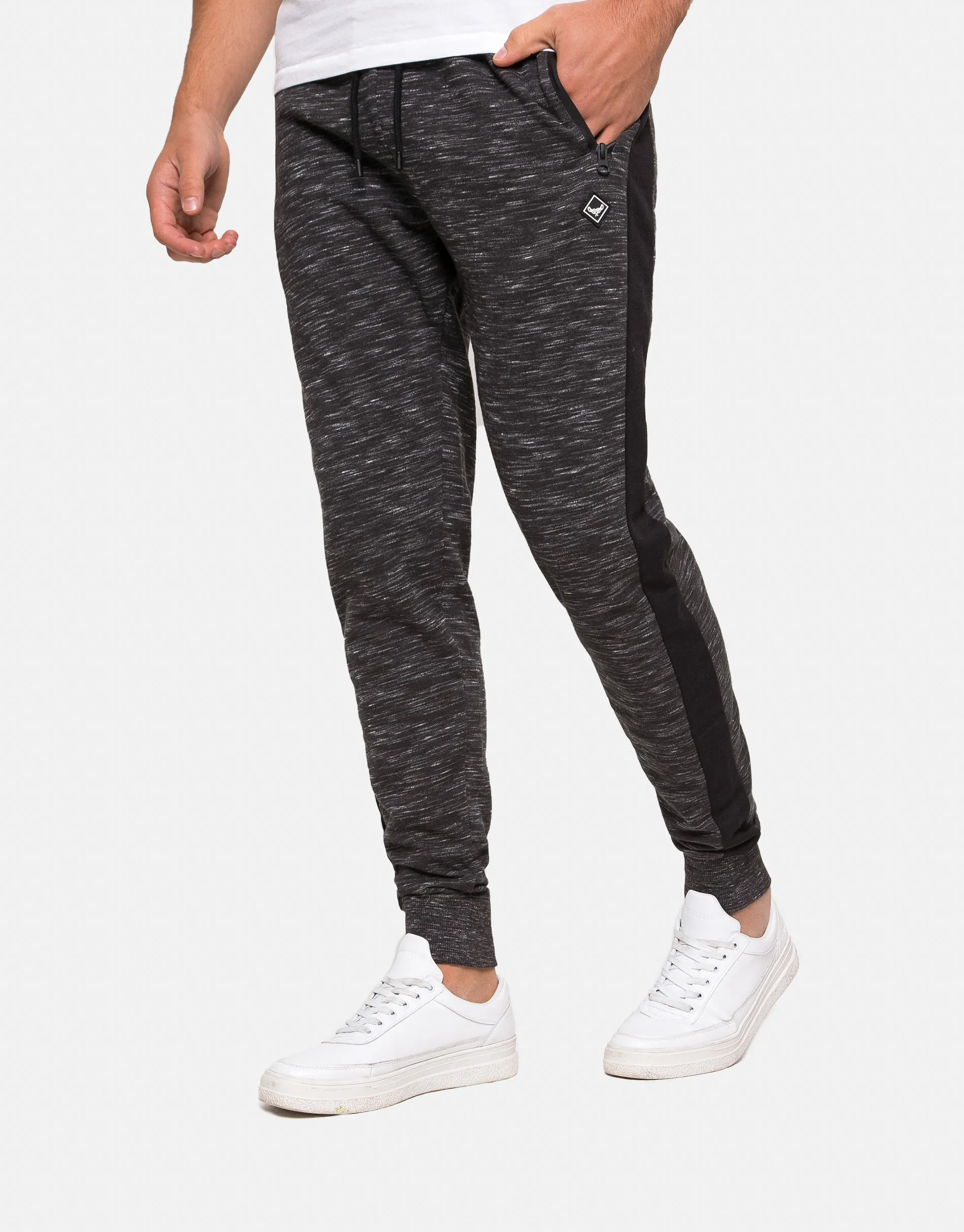 Men's Black Space Dye Joggers sold by Threadbare