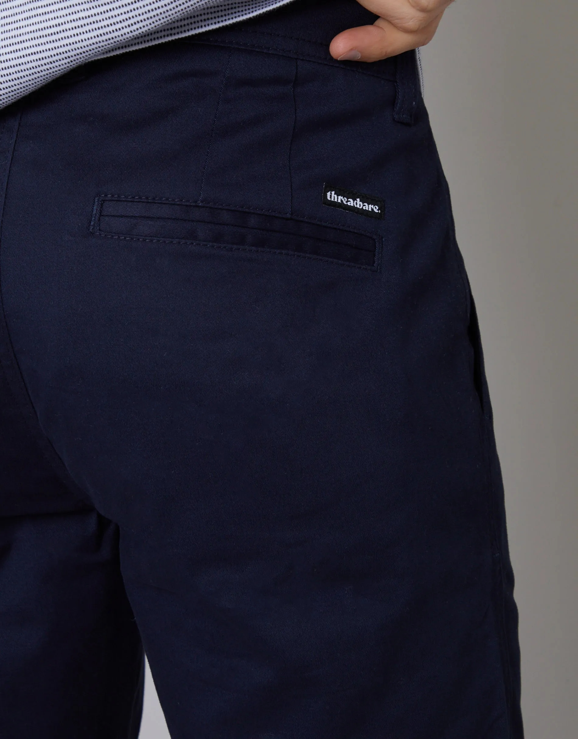 Navy Regular Fit Chino Trousers sold by Threadbare product image thumbnail 4