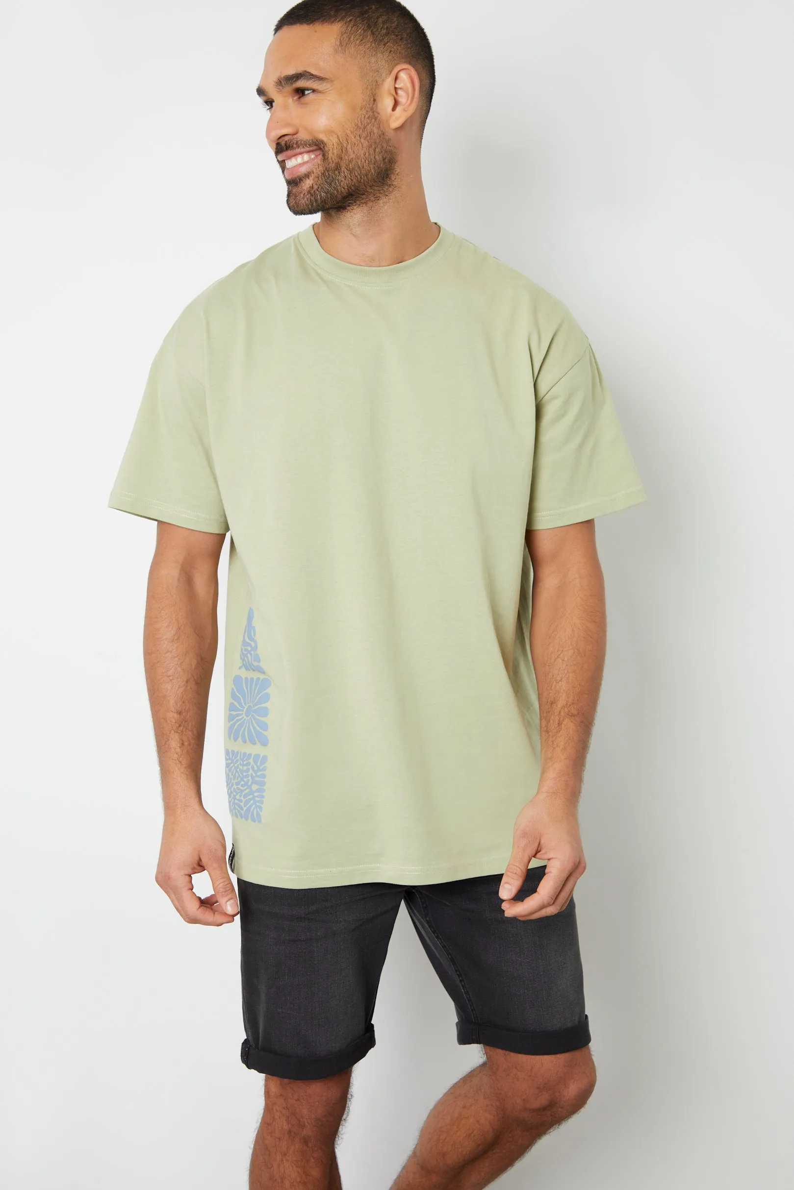 Sage Green Graphic Print Oversized T-Shirt sold by Threadbare product image thumbnail 2