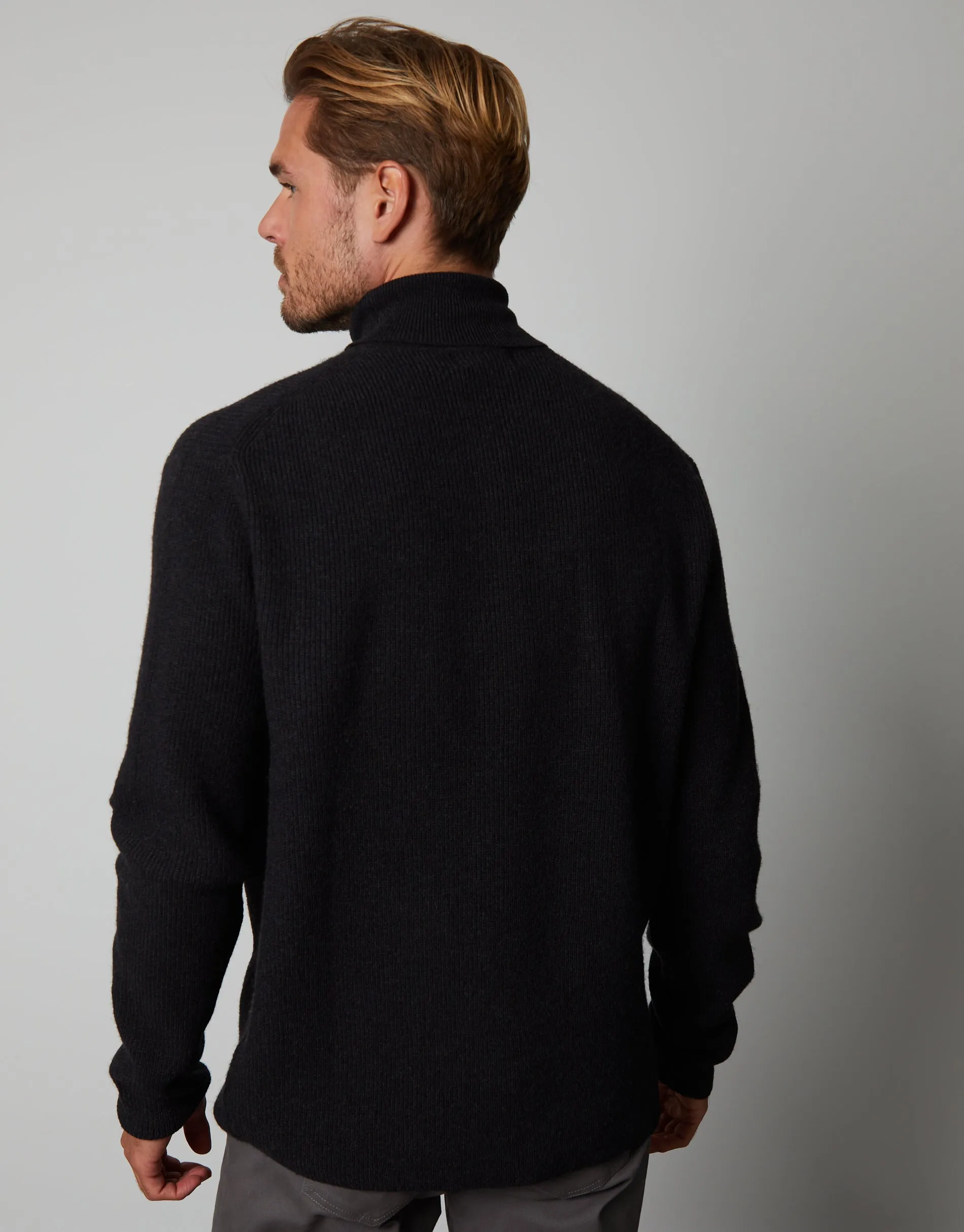 Men's Black Ribbed Roll Neck Jumper sold by Threadbare product image thumbnail 2