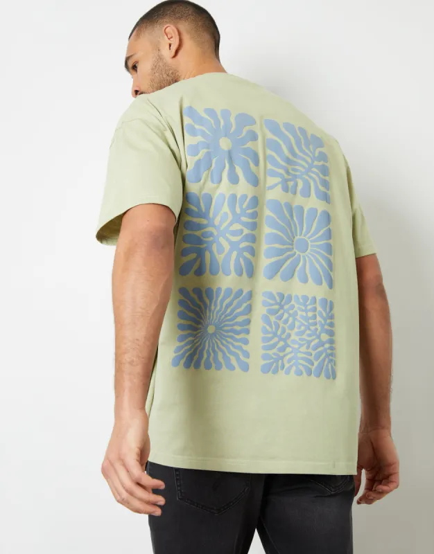 Sage Green Graphic Print Oversized T-Shirt sold by Threadbare