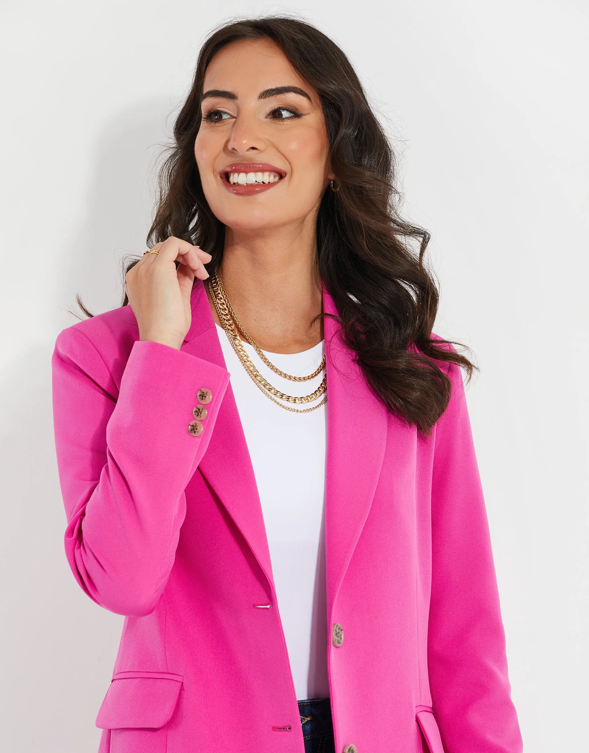Women's Pink Single Breasted Relaxed Fit Blazer sold by Threadbare product image thumbnail 4
