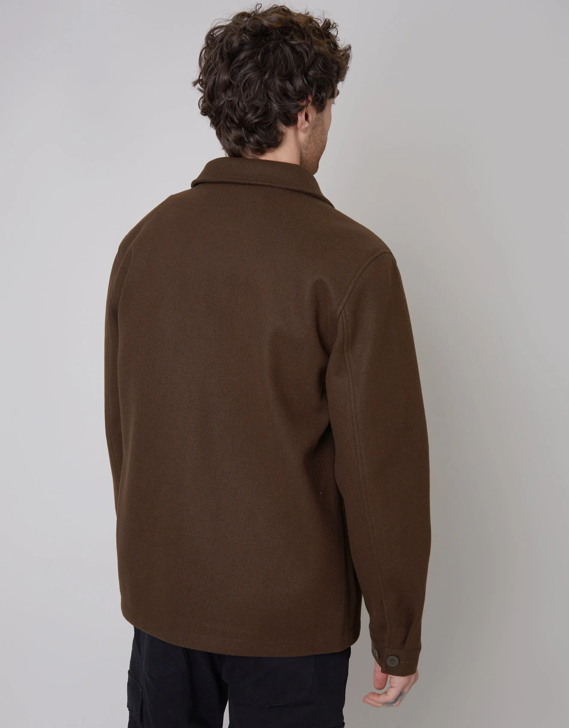 Men's Brown Mock Wool Shacket sold by Threadbare product image thumbnail 2