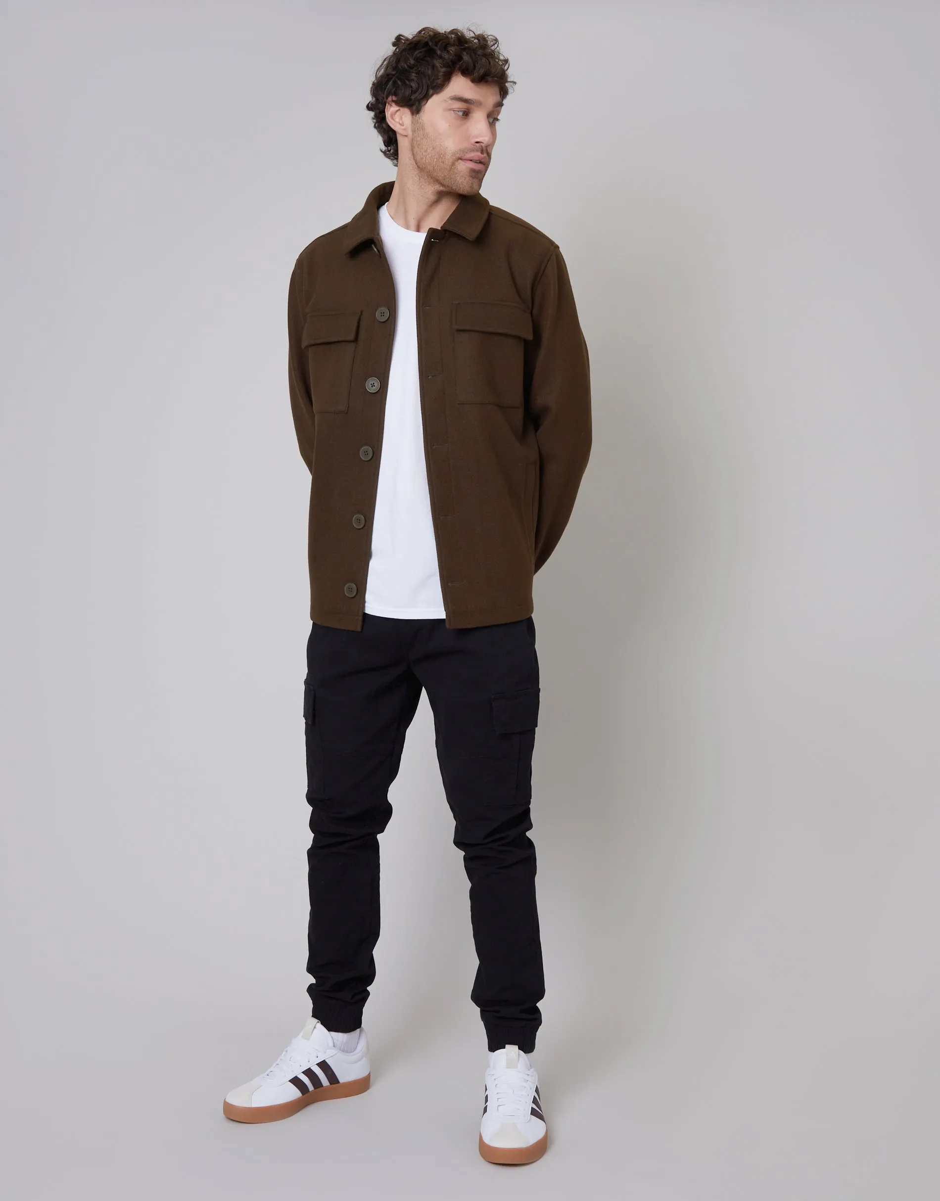 Men's Brown Mock Wool Shacket sold by Threadbare product image thumbnail 3