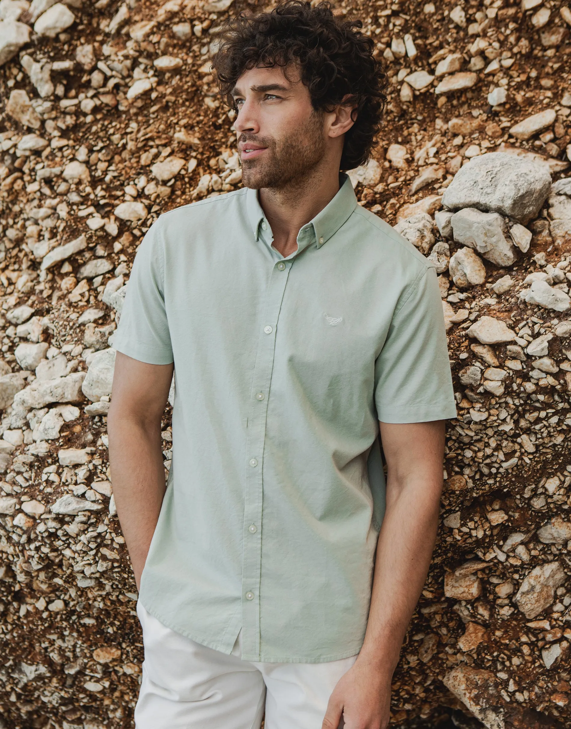 Sage GreenShort Sleeve Shirt sold by Threadbare