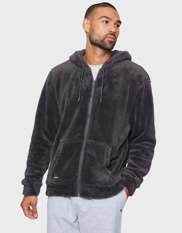 Charcoal Grey Borg Zip-Through Lounge Hoodie sold by Threadbare