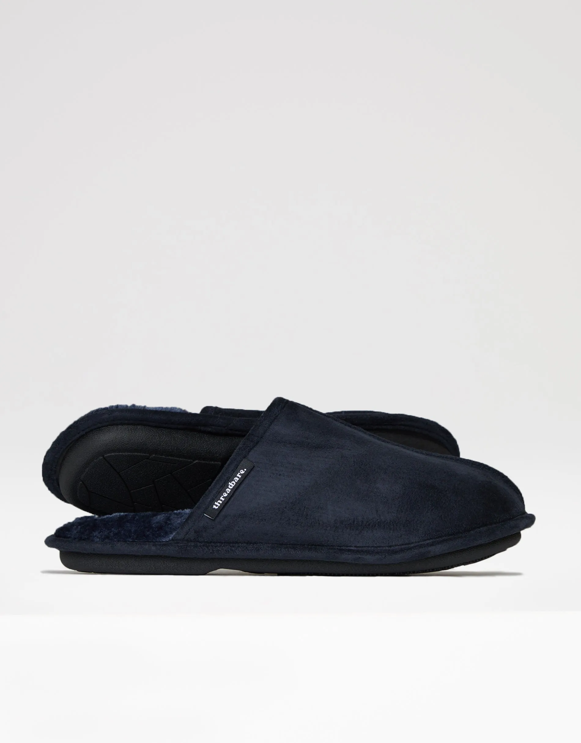 Threadbare Men's Navy Suedette Mule Slippers with Faux Fur Lining sold by Threadbare product image thumbnail 3