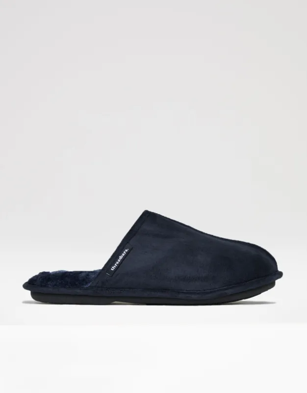 Threadbare Men's Navy Suedette Mule Slippers with Faux Fur Lining sold by Threadbare