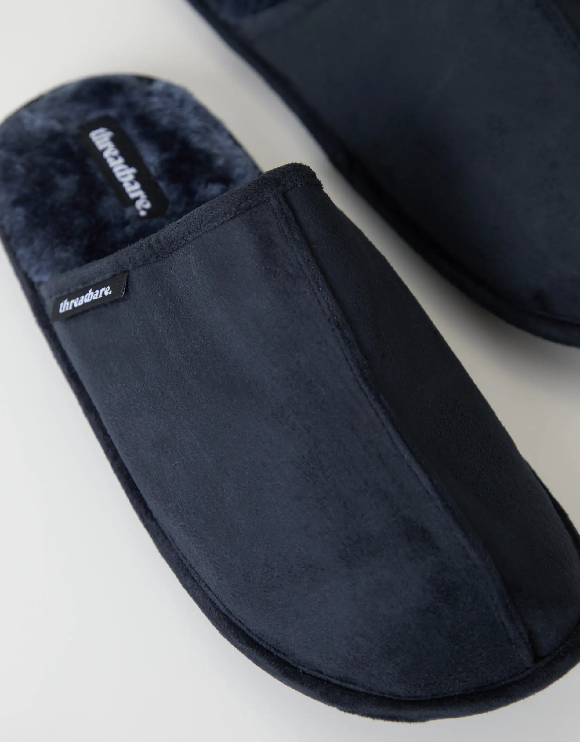 Threadbare Men's Navy Suedette Mule Slippers with Faux Fur Lining sold by Threadbare product image thumbnail 4