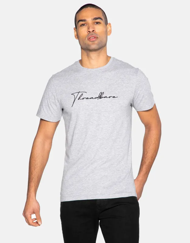 Men's Light Grey Large Script T-Shirt sold by Threadbare