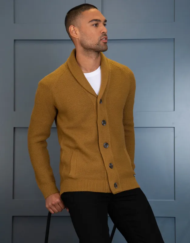 Men's Catechu Wood Button Down Cardigan sold by Threadbare