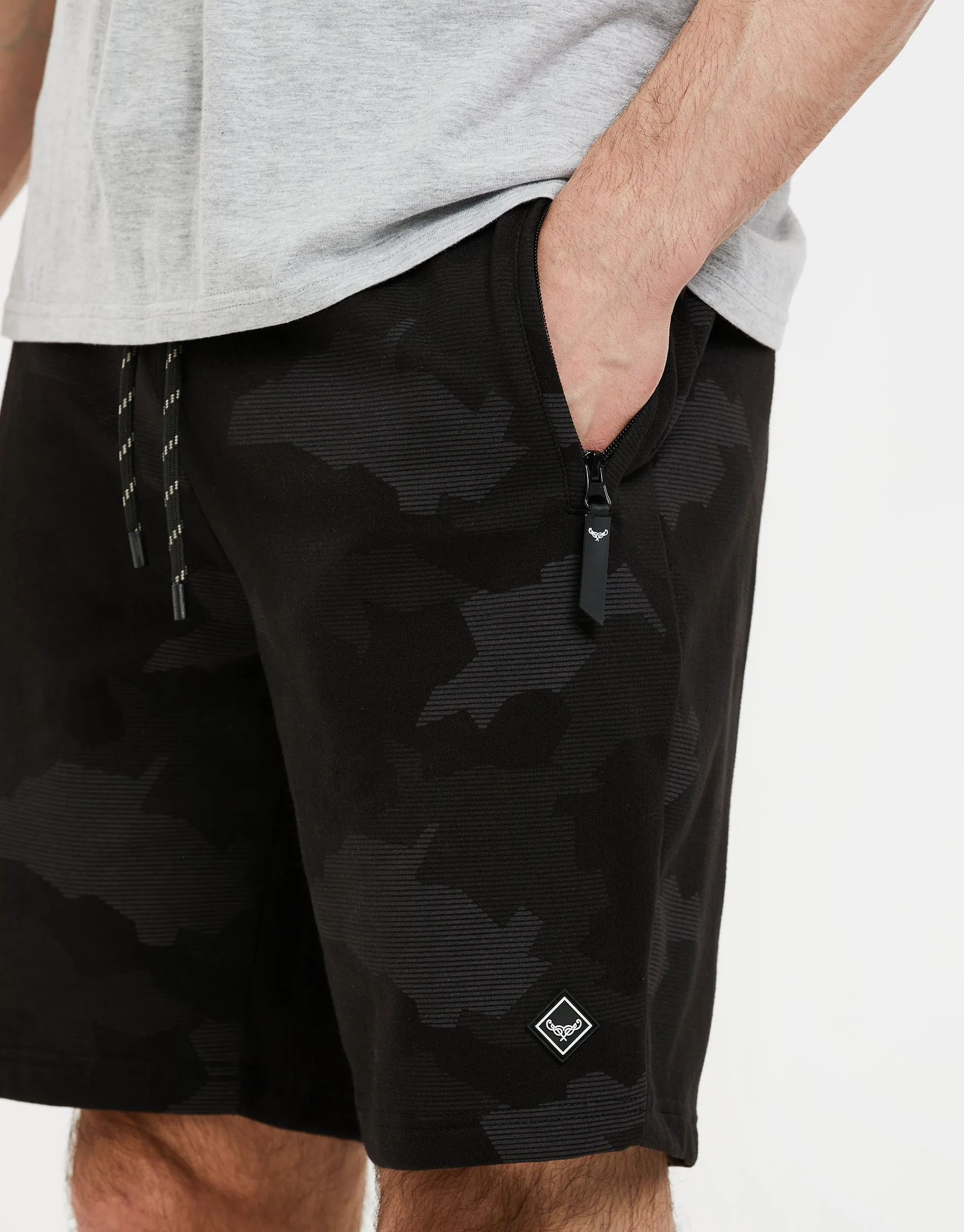 Threadbare Men's Charcoal Grey Camo Sweat Shorts sold by Threadbare product image thumbnail 4
