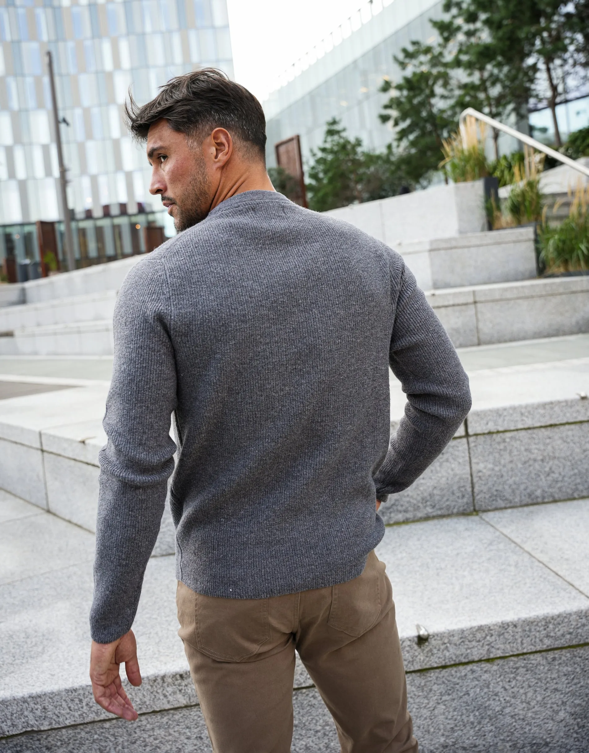 Men's Grey Knitted Crew Neck Jumper sold by Threadbare product image thumbnail 2