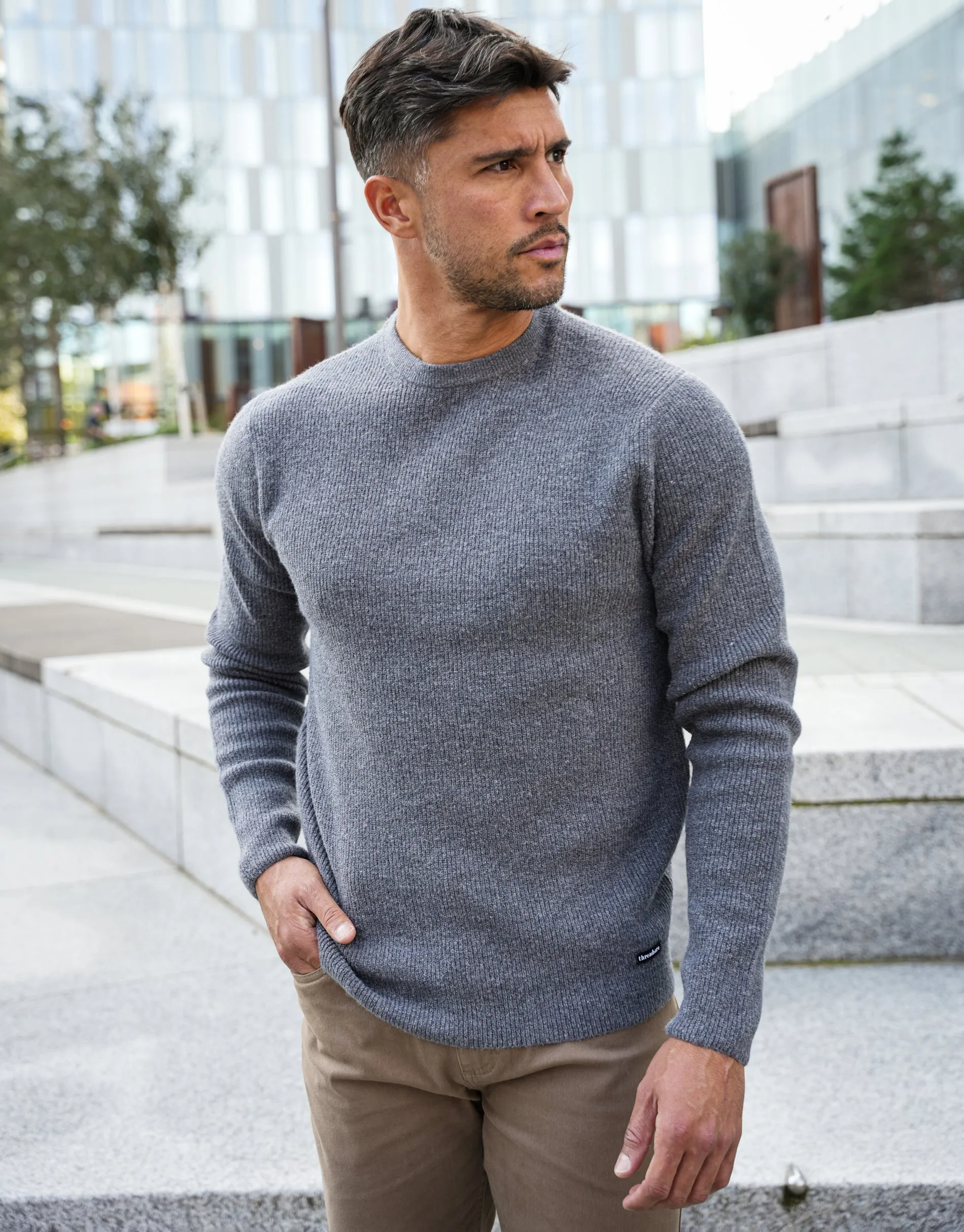 Men's Grey Knitted Crew Neck Jumper sold by Threadbare