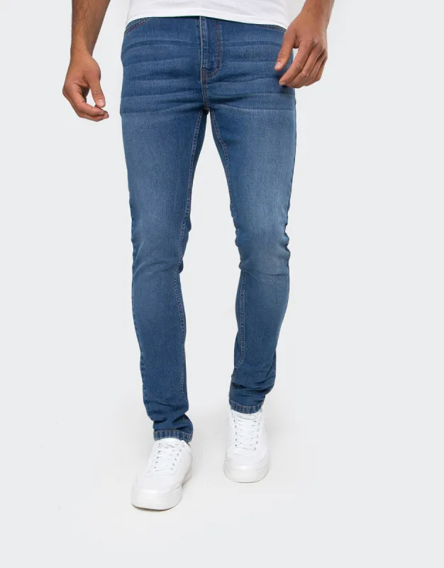 Men's Light Blue Wash Skinny Jeans sold by Threadbare