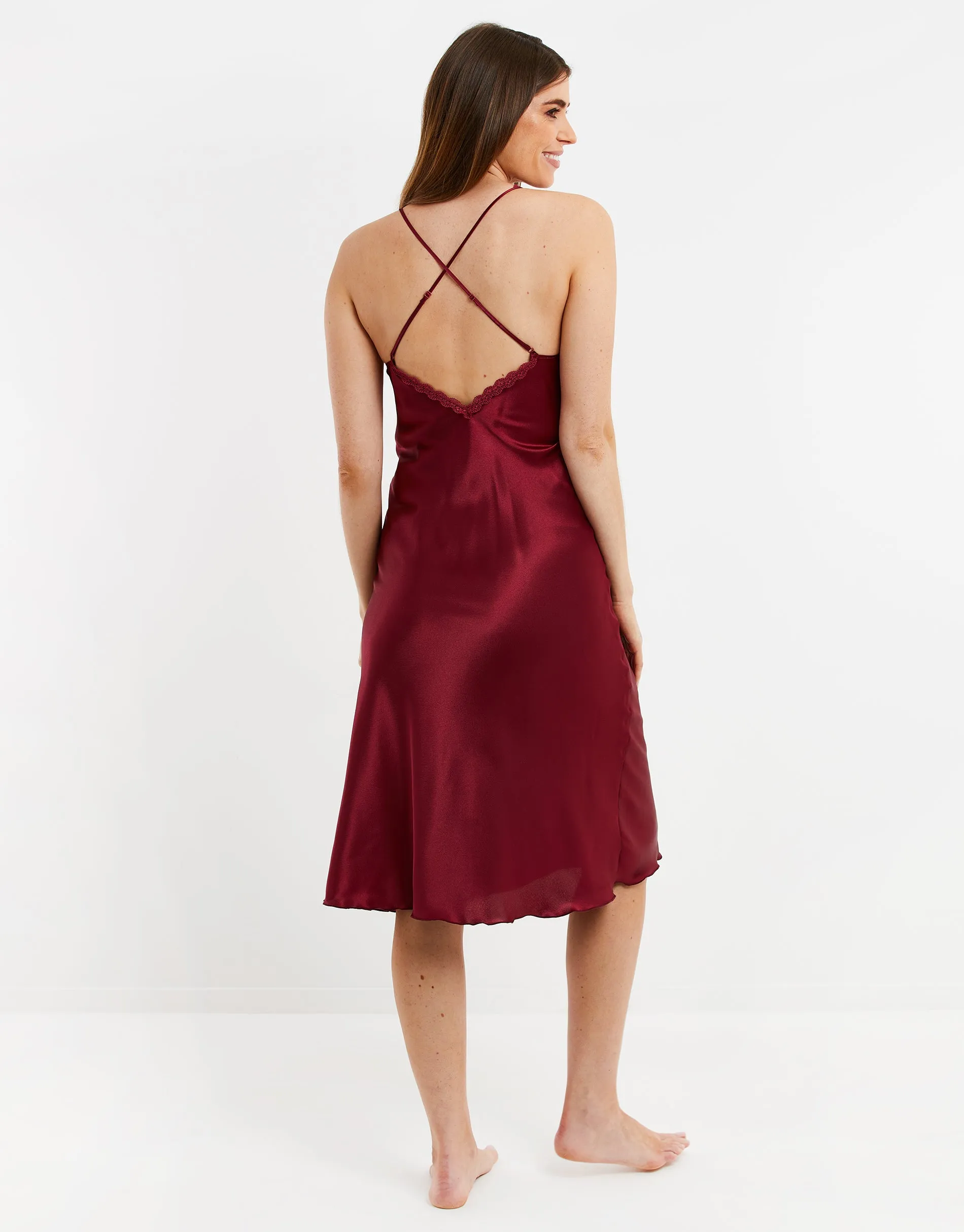 Women's Burgundy Satin Halterneck Night Dress sold by Threadbare product image thumbnail 5